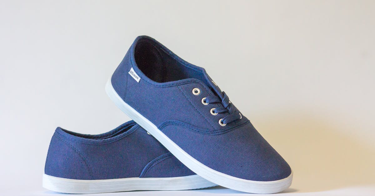 Pair of stylish blue canvas shoes with white soles displayed against a neutral background.